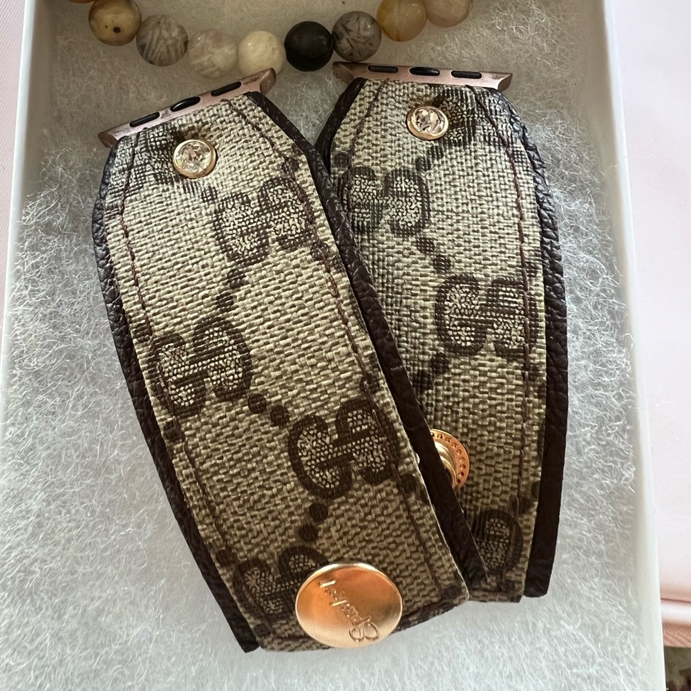 Spark*l Bands upcycled Brown web Gucci Apple Watch band
